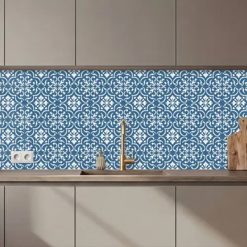 Tegel - Patroon - Blauw - Wit keuken achterwand 2 middel 871 zz_3dshopping