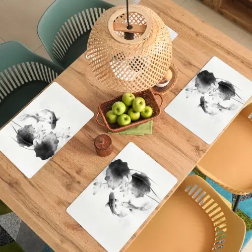 Lotusbloemen - Vissen - Bladeren - Zwart Placemat vinyl groot -zzsfeer5_Kitchenyeah-website