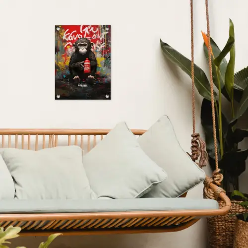 Chimpansee voor graffiti muur tuinposter los doek klein -sfeer7