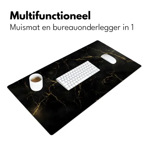 Zwart marmer - Gouden aders - Klassiek Muismat XXL klein -sfeer4