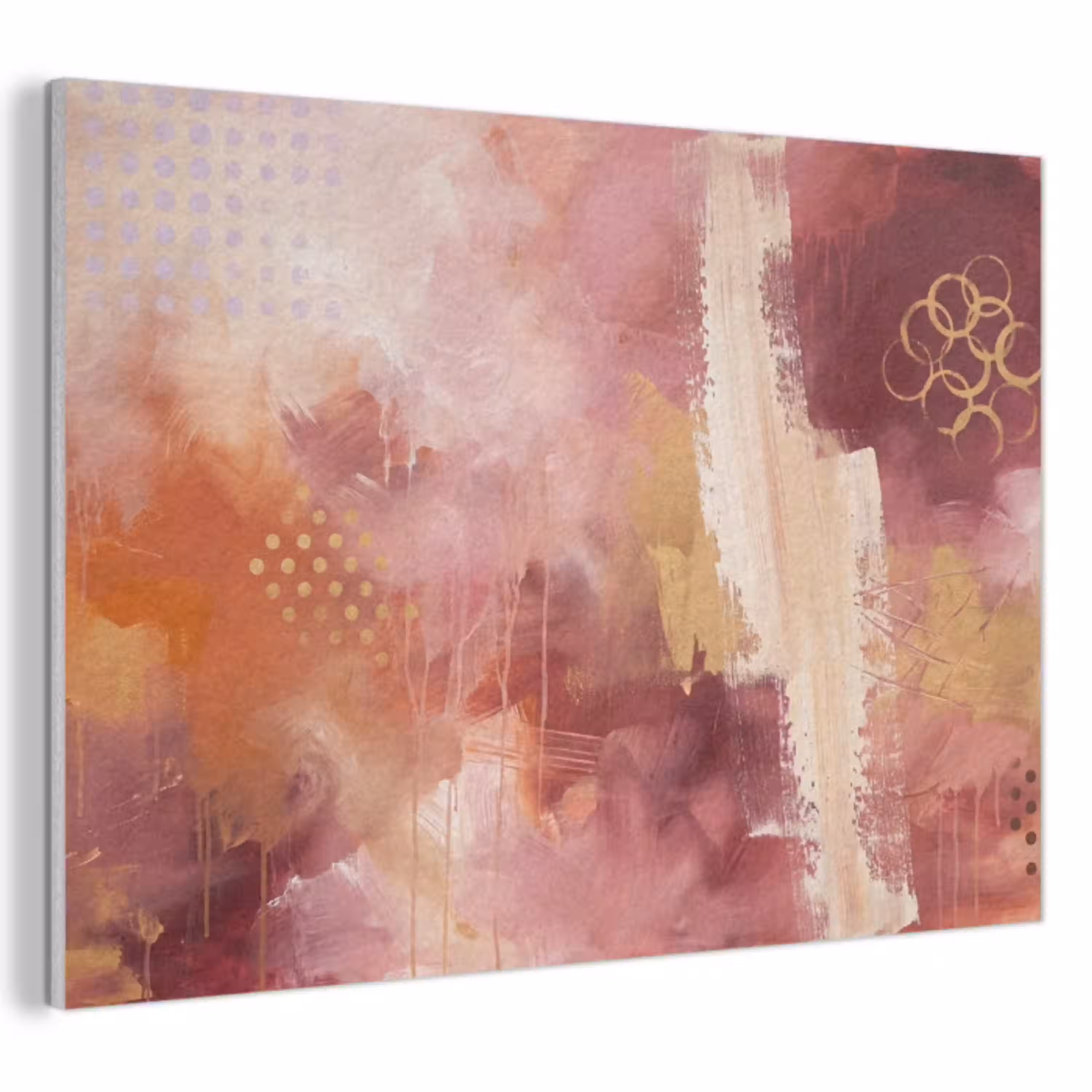 Abstract - Rood - Goud - Modern - Kunst PET vilt klein -3d