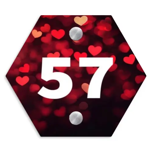 Rode hartjes - Traditioneel Naambord Hexagon klein -3d