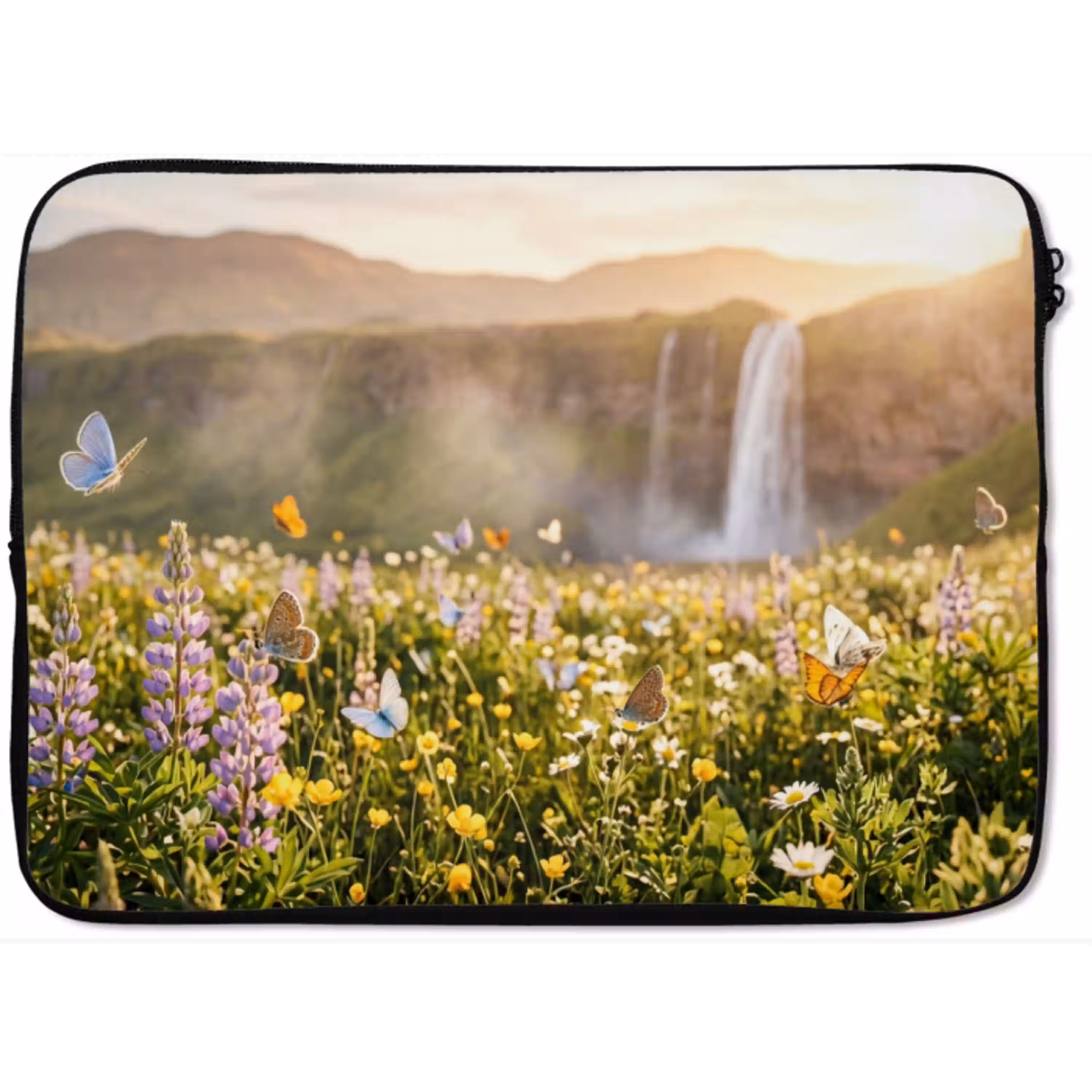 Vlinders - Waterval - Bloemenveld laptophoes neopreen klein -zkaufland3dotto