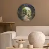 Doorkijk - Landschap - Bloemen - Tuinboog - Natuur Akoestische PET Vilt - Rond klein -sfeer1