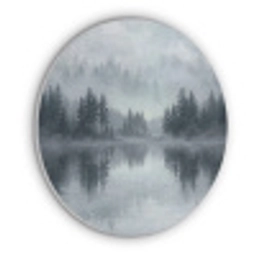Bos - Meer - Mist - Natuur - Grijs Akoestische PET Vilt - Rond klein -3d
