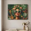 Vrouw - Panterprint - Jungle - Natuur - Luxe Textielframe zwart klein -sfeer2