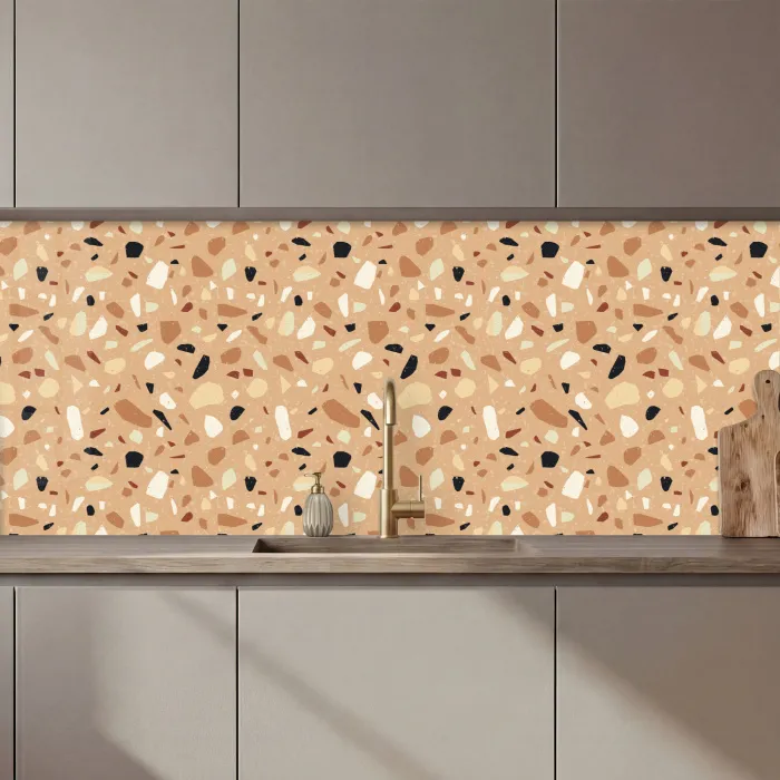 Terrazzo - Patroon - Kleurrijk - Oranje keuken achterwand 2 middel 871 zz_3dshopping