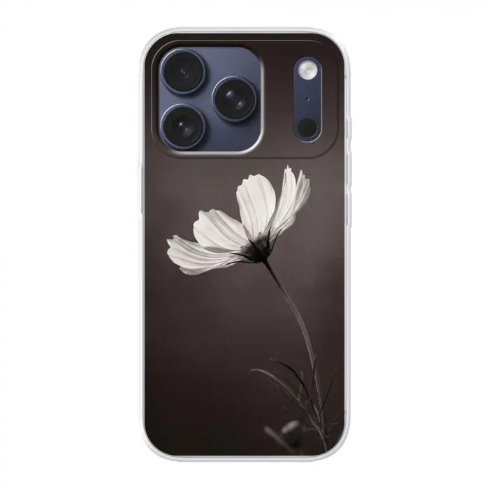 Bloem - Minimalistisch - Zwart - Wit Telefoonhoesje iPhone 17 Pro klein -3d
