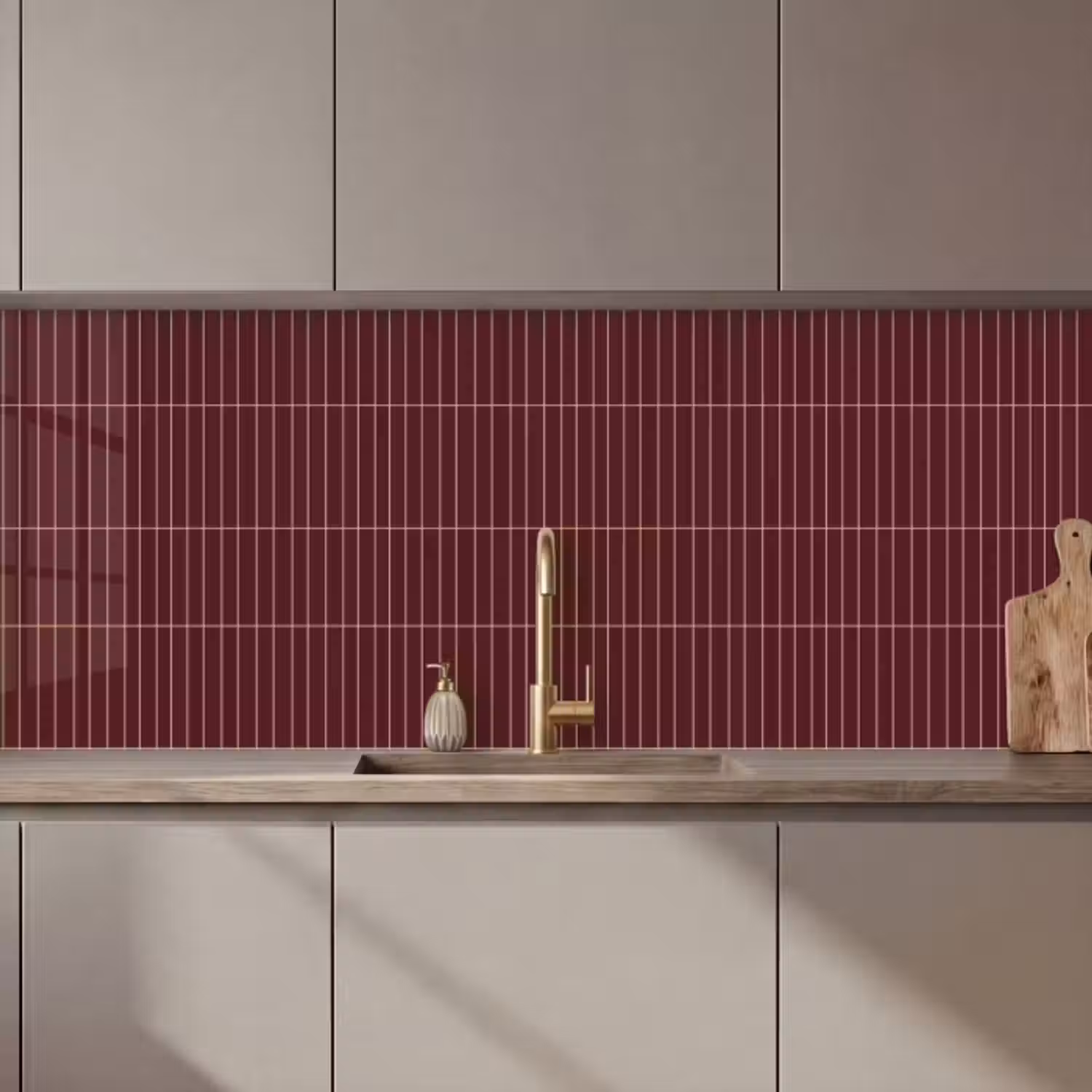Küchenrückwand - Linien - Muster - Bordeaux