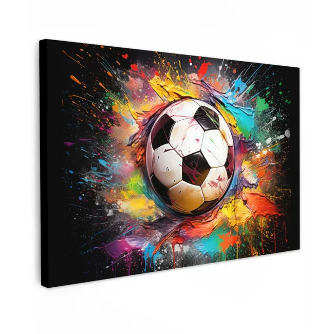 Voetbal - Verf - Kleuren - Zwart - Wit canvas 2cm klein -z3d