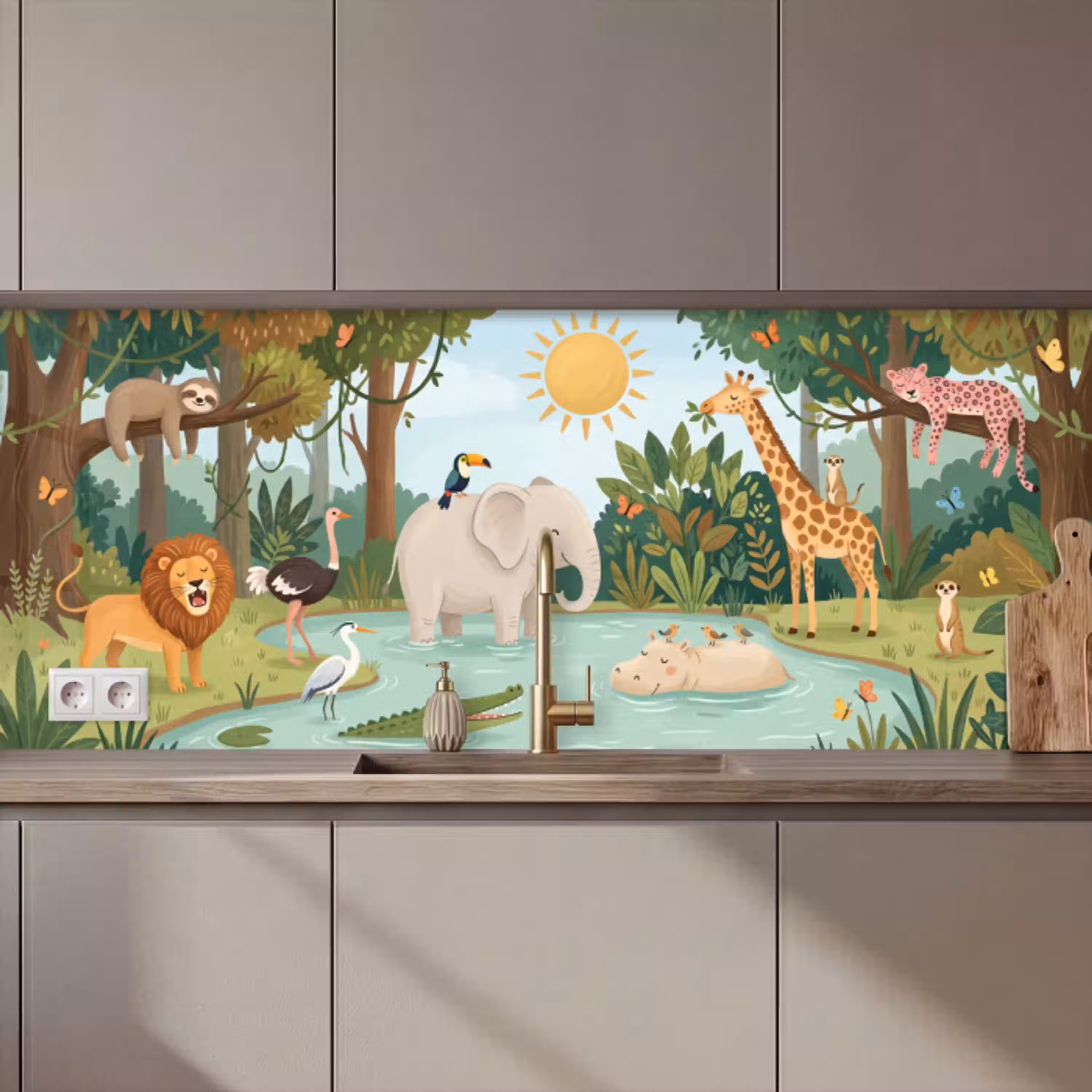 Jungle - Oase - Dieren - Kleurrijk keuken achterwand 2 middel zz_3dshopping