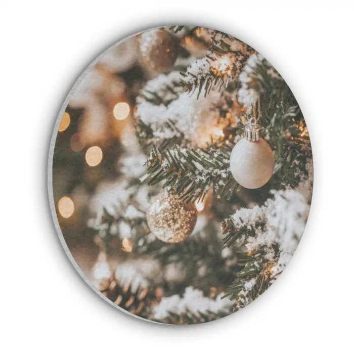 Kerst - Kerstboom - Winter - Binnen - Sneeuw Akoestische PET Vilt - Rond klein -3d