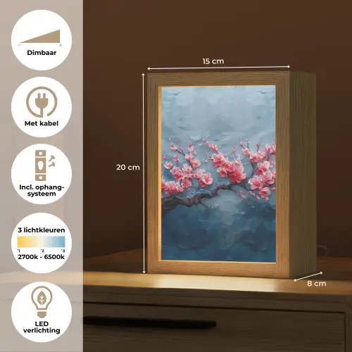 Bloesem - Bloem - Roze - Tak Light Box met kabel (Tafellamp) klein -USP_NL