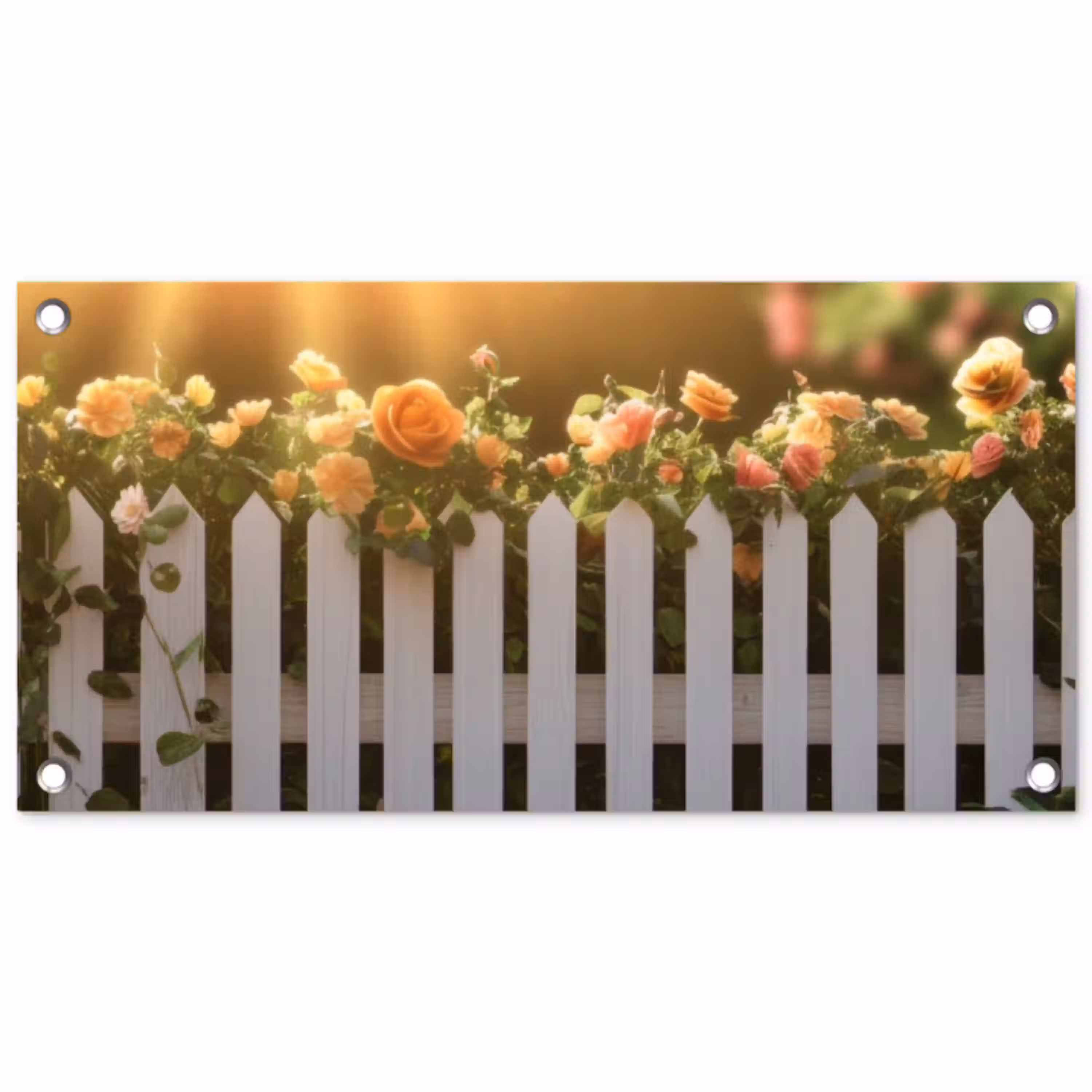 Rozen - Hek - Zonlicht tuinposter los doek klein -3d