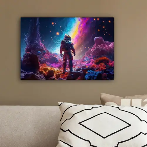 Ruimte - Astronaut - Neon - Sterren canvas 2cm klein -sfeer3