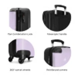 Paarse achtergrond met witte bloemen NBS - Handbagage koffer - Unisex middel zzzzzzzbolletjes_ENG