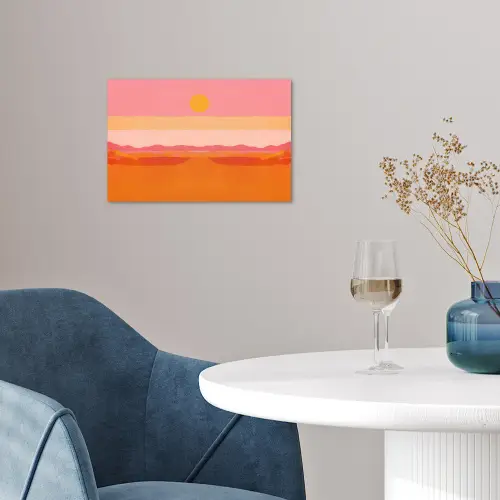 Zon - Abstract - Landschap - Oranje poster papier klein -sfeer3