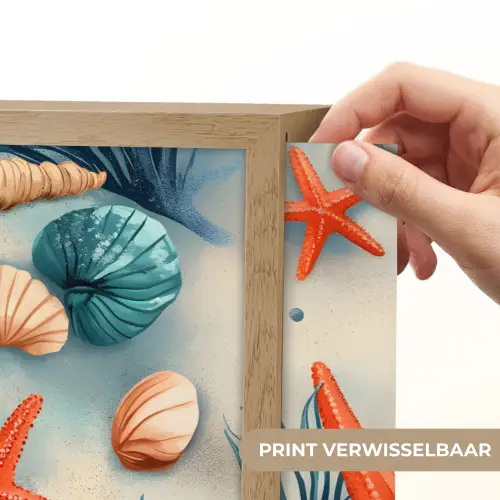 Zeesterren - Schelpen - Illustratie - Zand Light Box met batterij (Wandlamp) middel -USP_websiteprintNL