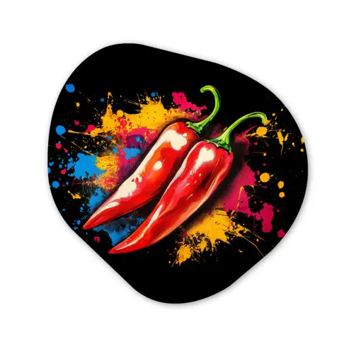 Peper - Graffiti - Verf - Abstract - Modern - Kleurrijk Wandcirkel Organisch Aluminium middel -3d
