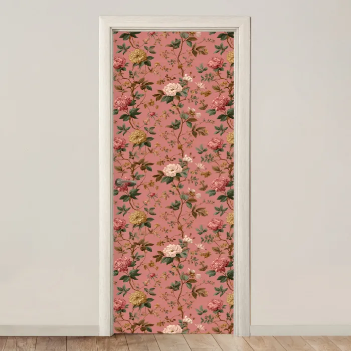 Klassiek - Botanisch - Roze deurposter klein 289 -3d_beige