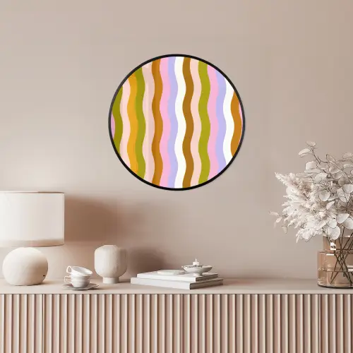 lijnen - Golven - Pastelkleuren - Patroon Fotolijst rond zonder passe partout klein -sfeer3
