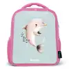 Beige dolfijn in blauw water Kinderrugzak - Roze middel -3d