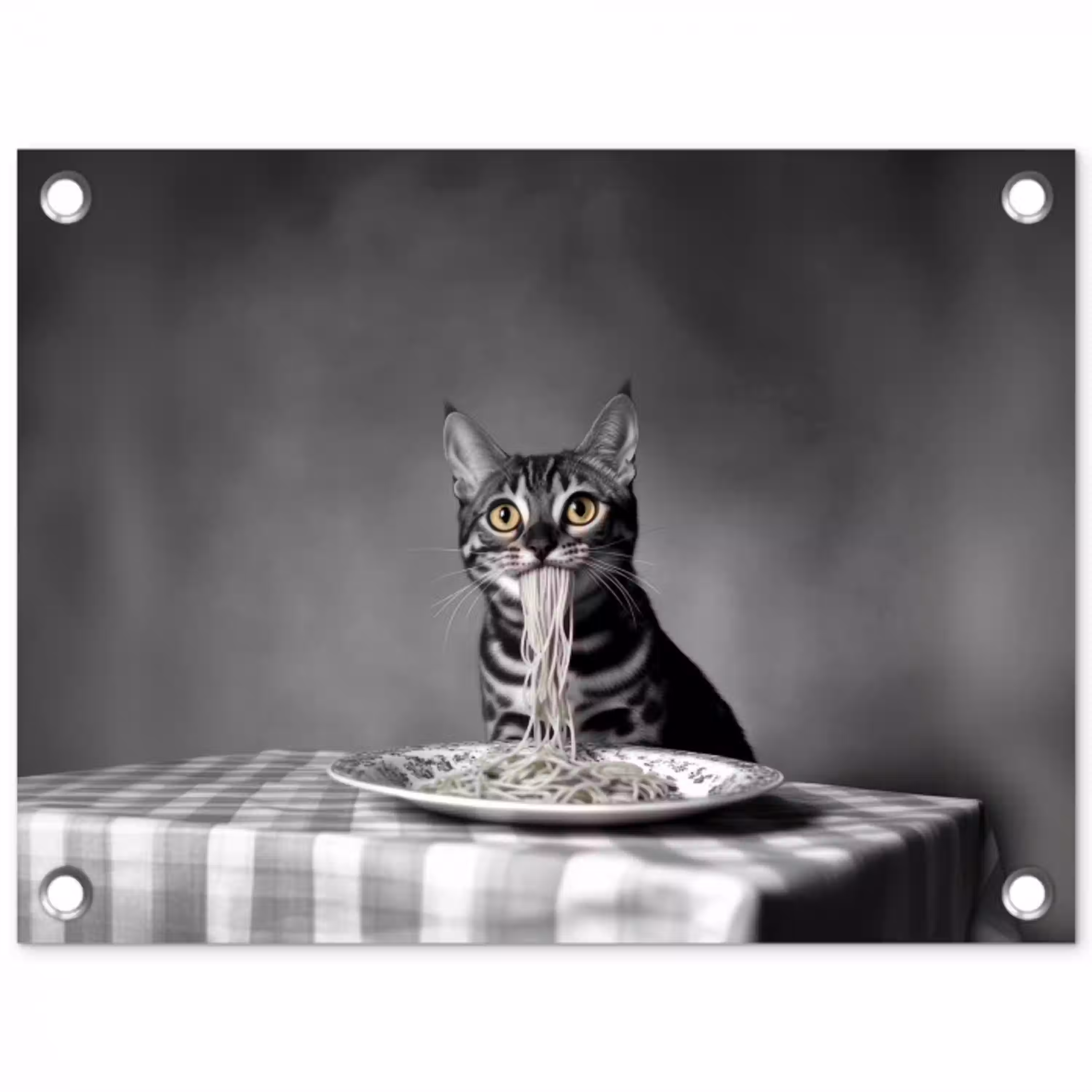 Bengaal - Kat - Tafelkleed - Zwart - Wit - Dier tuinposter los doek klein -3d