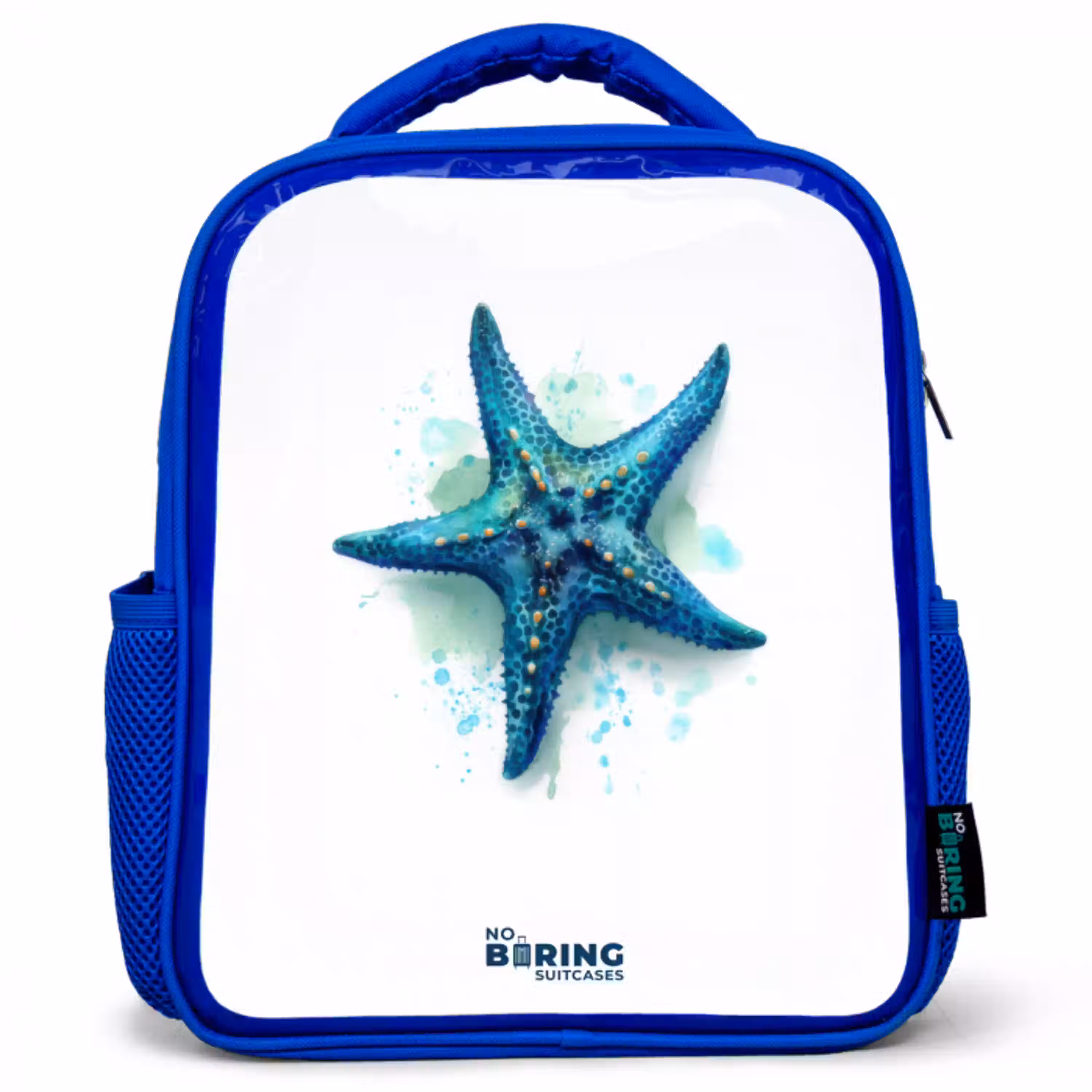 Blauwe Zeester op Witte Achtergrond Kinderrugzak - Blauw middel -3d