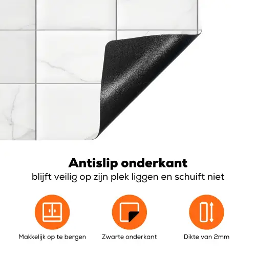 Marmer - Patroon - Aders - Wit Inductie beschermer vinyl 3mm klein 276 -zzzzzzz-td-onderkant