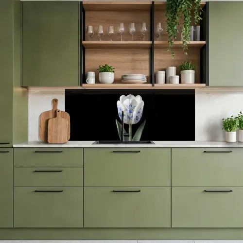 Tulp - Patroon - Blauw keuken achterwand 2 middel -sfeer3