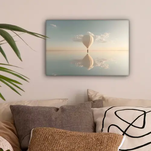 Luchtballon - Wolken - Water - Blauw canvas 2cm klein -sfeer1