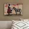 Street art - Zebra - Vrouw - Dieren - Graffiti - Banksy canvas 2cm klein -sfeer3