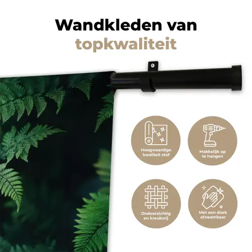Varenblad - Groen - Structuur - Wazig Wandkleed katoen klein -sfeer2