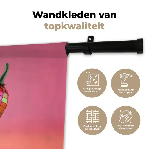 Peper - Disco - Rood - Glitter Wandkleed katoen klein -sfeer2