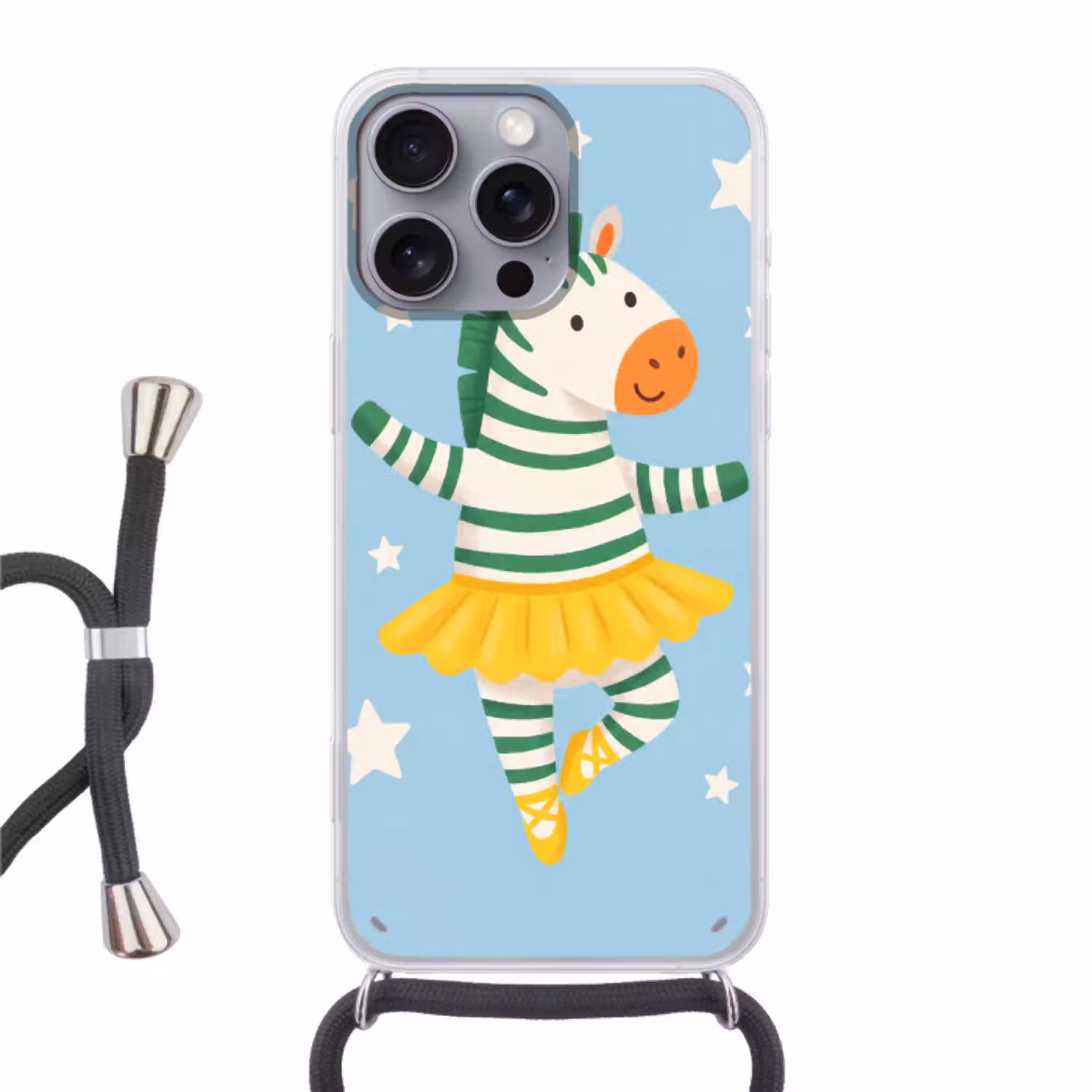 Dieren - Dans - Illustratie - Kinderkamer - Sterren Hoesje iPhone 16 Pro Max met koord klein -3d