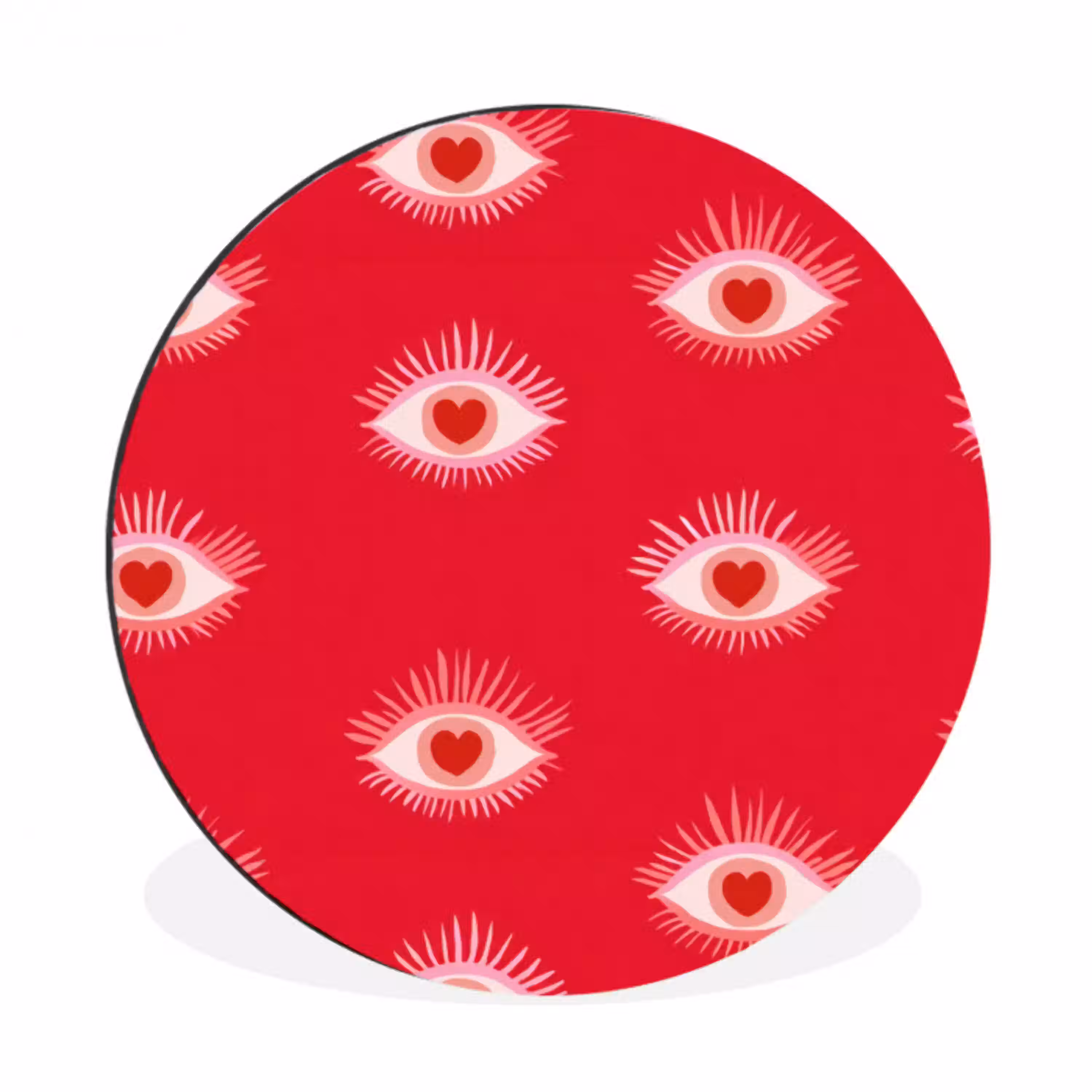 Ogen - Hart - Abstract - Rood - Roze Wandcirkel aluminium klein 190 -3d