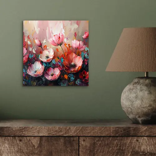 Klaprozen - Roze - Bloemen - Botanisch - Kunst aluminium wit klein -sfeer2