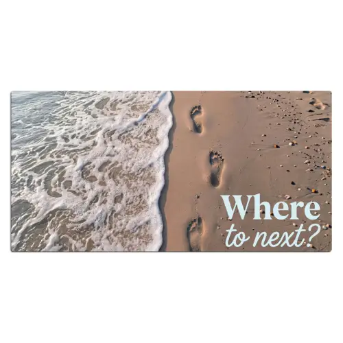 Where to next - Strand - Voetstappen Muismat XXL klein -3d_leeg