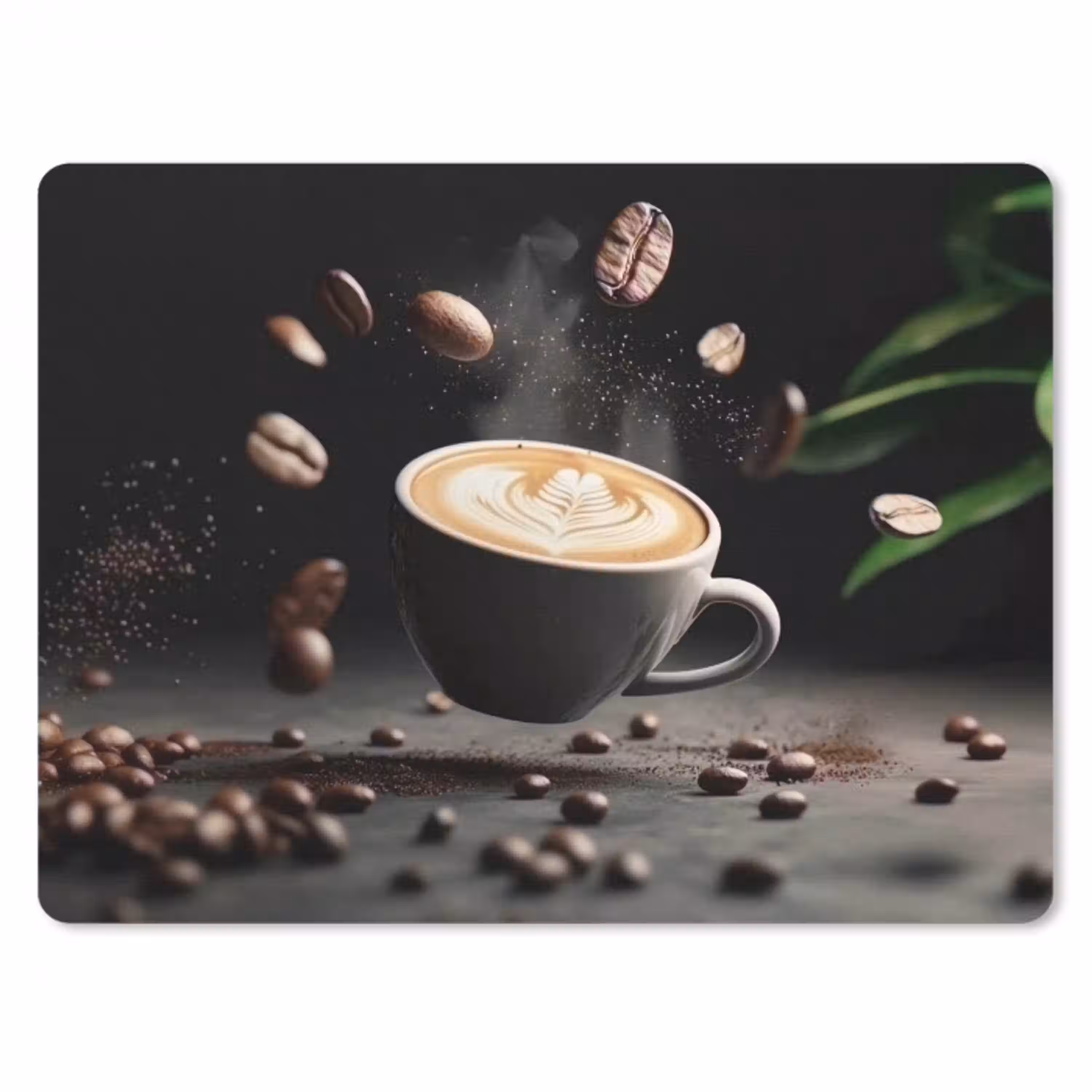 Cappuccino - Kop - Bonen - Bruin muismat rubber klein -3d