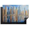 Skyline - Wolkenkrabbers - Water - Blauw Inductie beschermer vinyl 3mm klein -3d