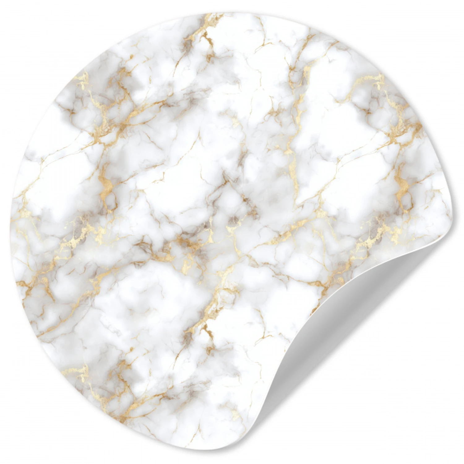 Gouden aders - Marmer - Wit Wandcirkel behangsticker klein 186 -3d