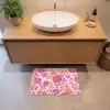 Bloemenpatroon - Roze - Oranje - Bloemen Badmat klein -sfeer1