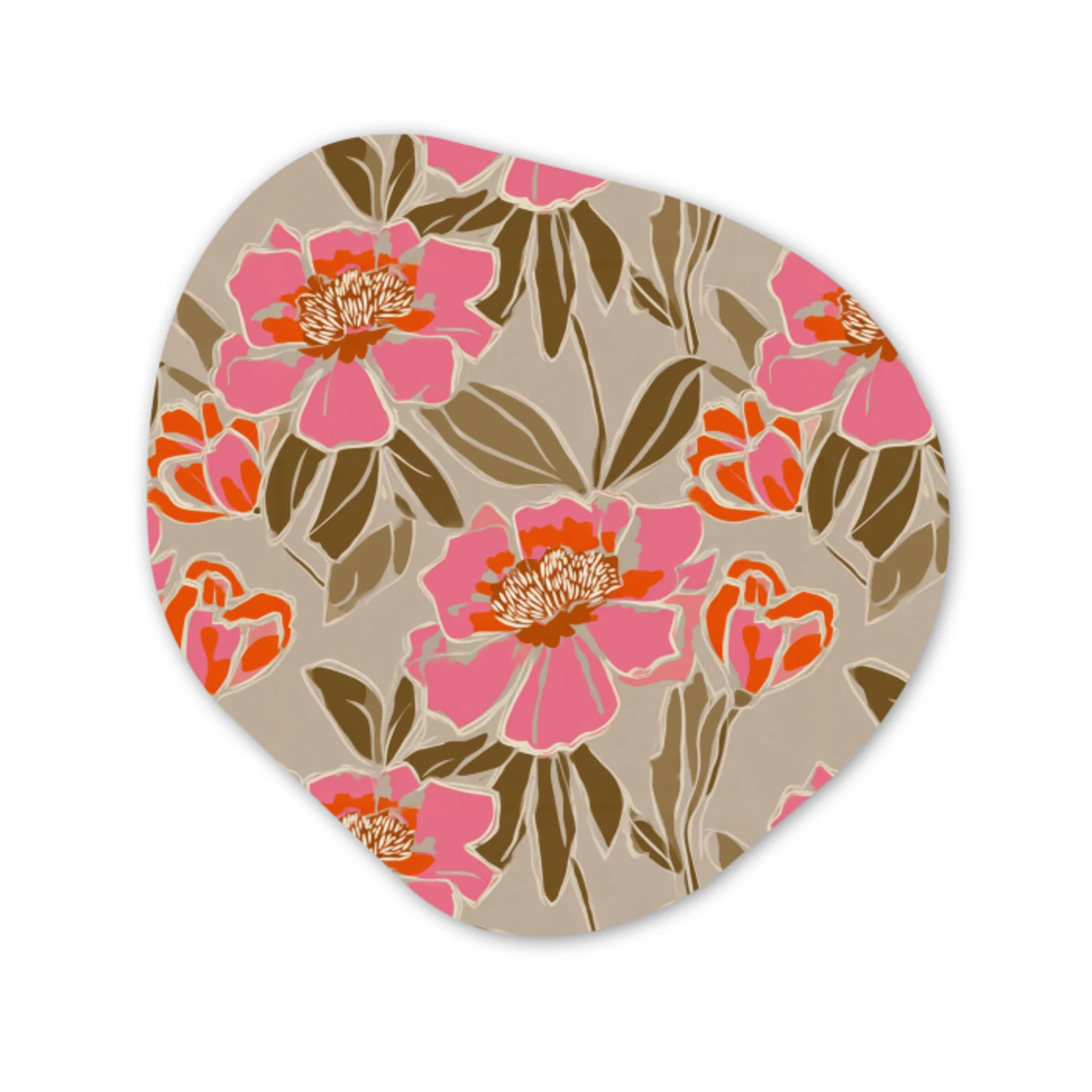 Pioenrozen - Patroon - Roze Wandcirkel Organisch Forex 3mm klein 629 -3d