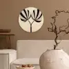 Bladeren - Gestreept - Stengel - Beige Wandcirkel kunststof plaat 5mm dik klein -sfeer1