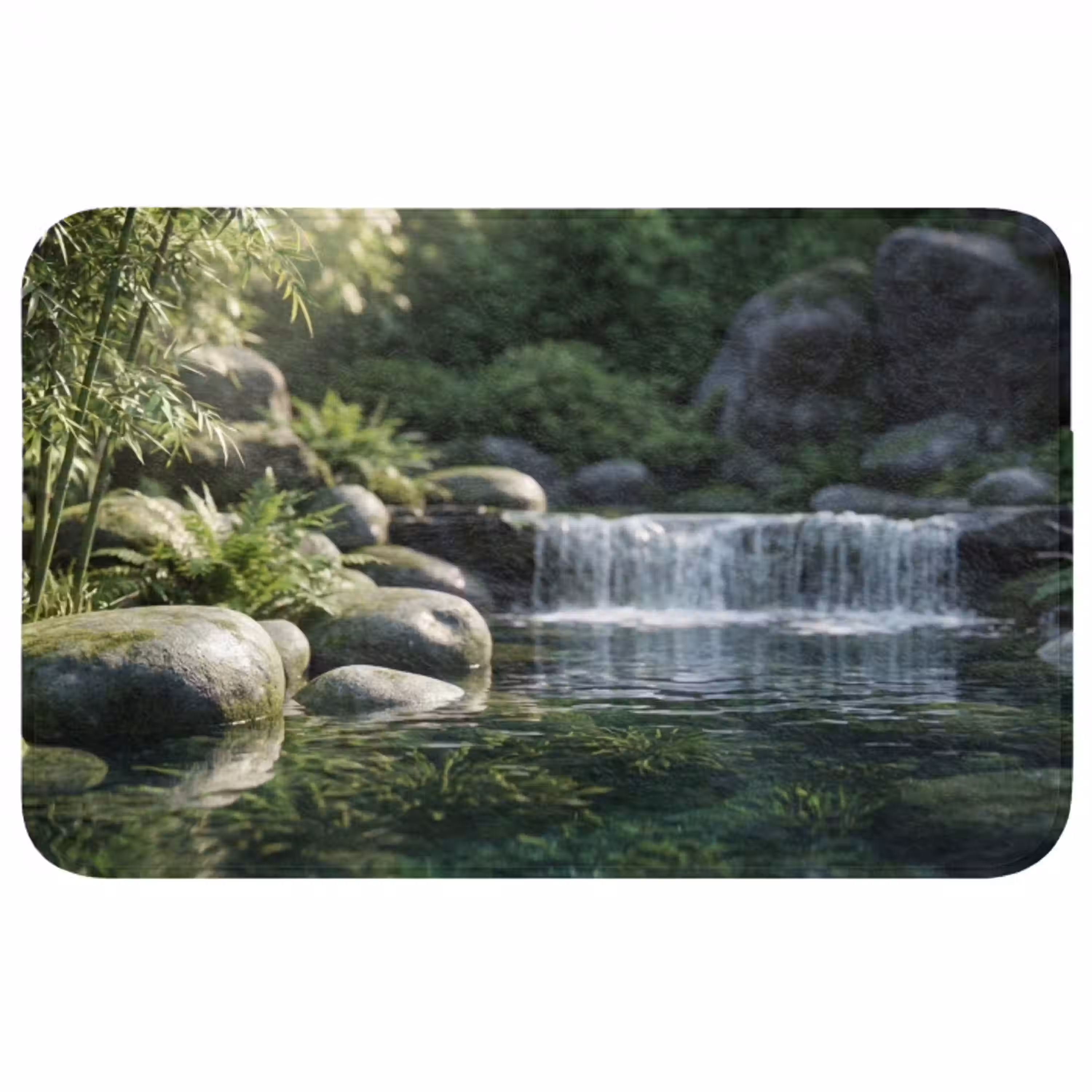 Beek - Waterval - Natuur - Groen Badmat middel -3d
