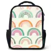 Regenboog - Pastel - Patroon Rugzak - Zwart middel -3d
