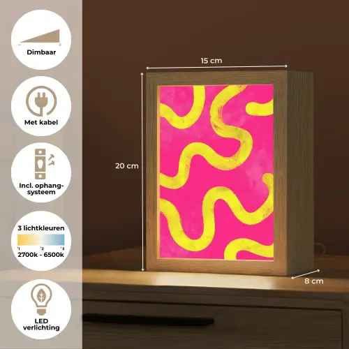 Lijn - Geel - Abstract Light Box met kabel (Tafellamp) klein -USP_NL