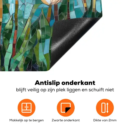 Mozaïek - Veld - Tulpen - Kleurrijk Inductie beschermer vinyl 3mm klein -zzzzzzz-td-onderkant