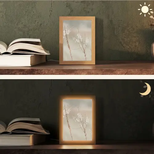 Bloemen - Wit - Planten Light Box met kabel (Tafellamp) klein -sfeer3