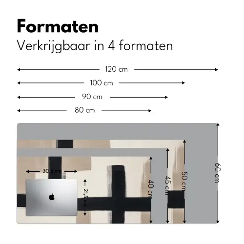 Zwart - Abstract - Japandi Muismat XXL klein -sfeer5